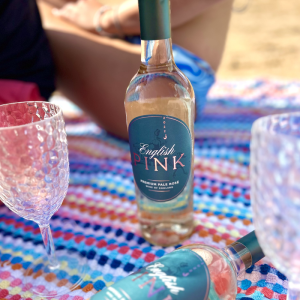 bottles of english pink wine